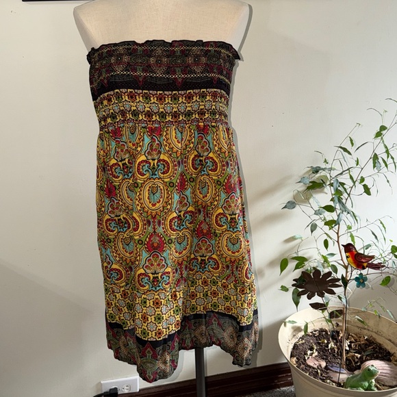 Bohemian Strapless Paisley Dress AMAZING!!! So Beautiful 100%cotton size Medium - Picture 2 of 12